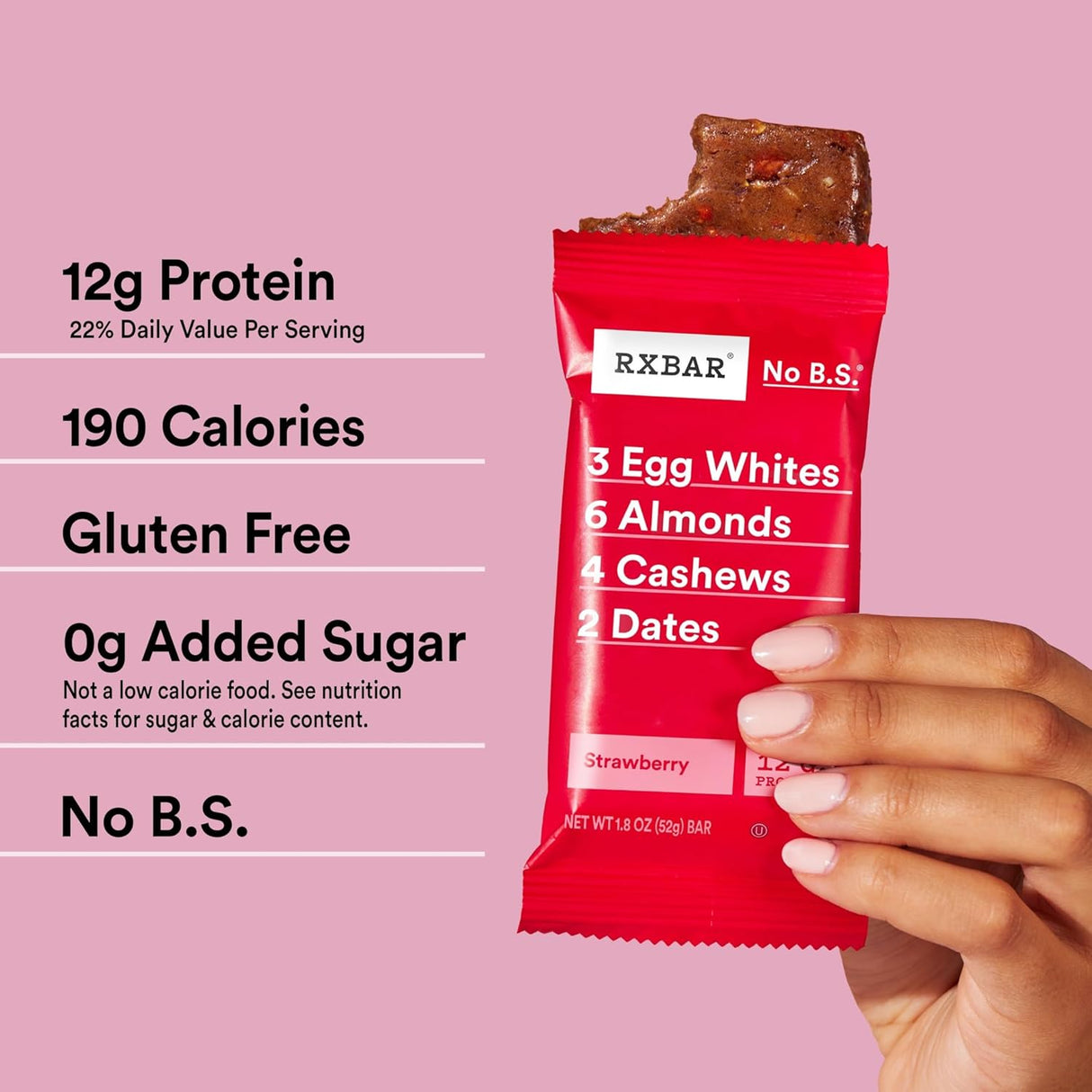 RXBAR Protein Bar - Strawberry - 1.83 Oz Bars, 12 Count - Real Food Protein