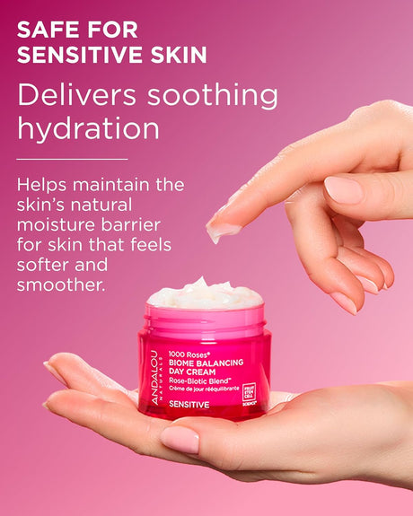 Andalou Naturals Biome Balancing Sensitive Face Cream, Gluten-Free, 1.7 Oz.