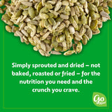 Sprouted and dried seeds on a green background with text and Go Raw logo.
