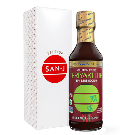 San-J Lite Teriyaki Sauce, Low Sodium, 10 fl oz, Pack of 6
