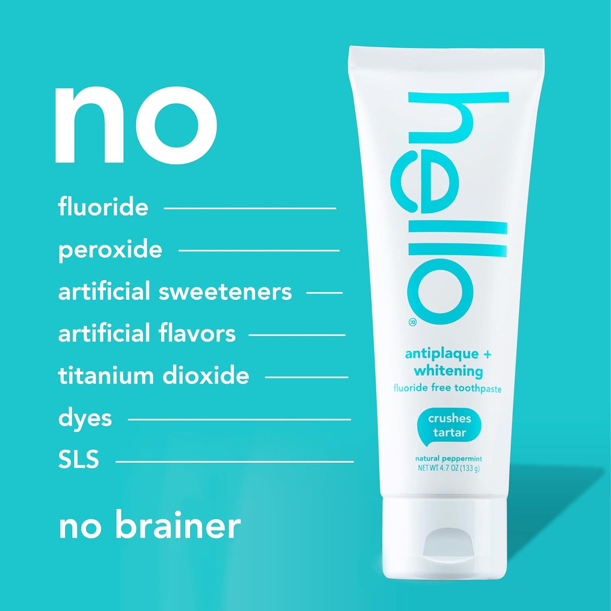 Tube of ProToothpaste with ingredients list on a teal background