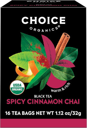 Choice Organics Cinnamon Chai Tea, 16 ct (Pack of 6) - Organic Herbal Infusion