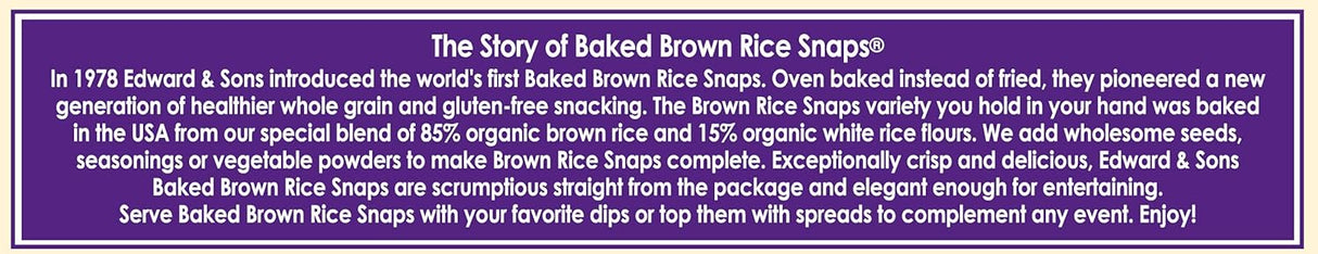 Edward & Sons Brown Rice Snaps, Black Sesame, 3.5 oz, Case of 12