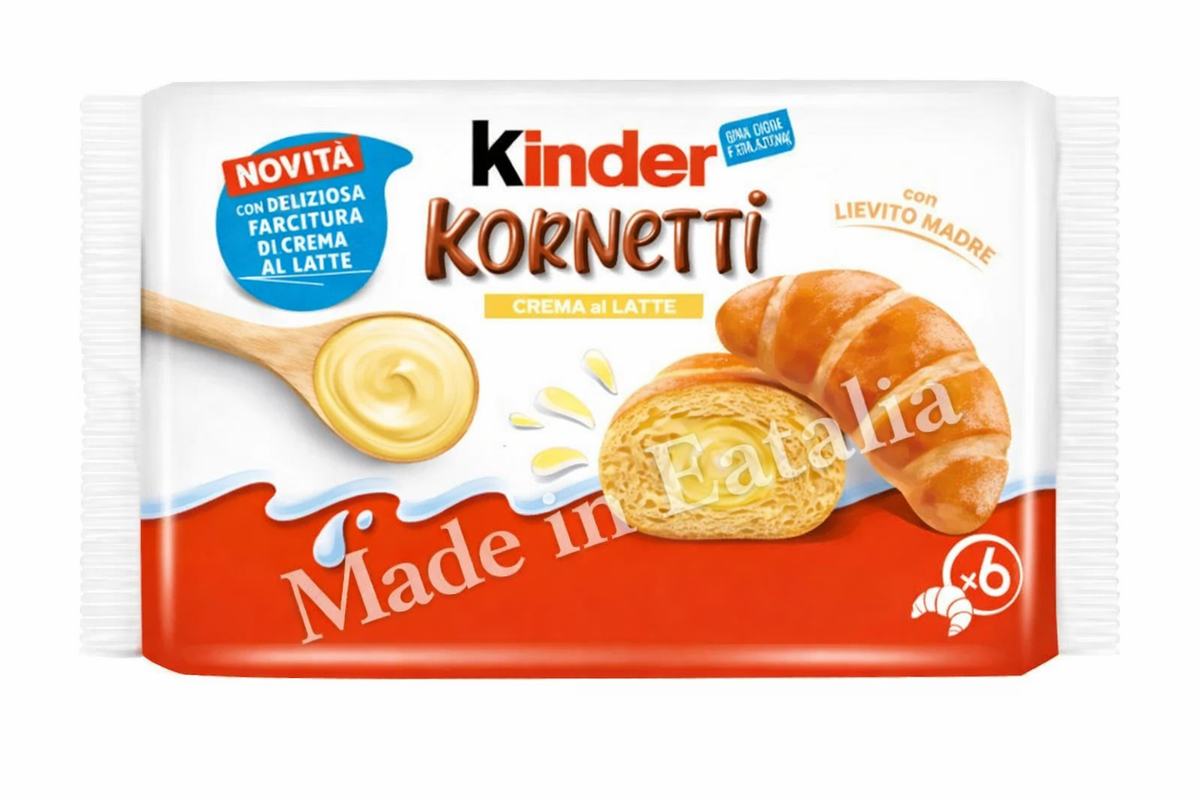 Kinder Kornetti with Milk Cream (Crema al Latte), 6 Pack