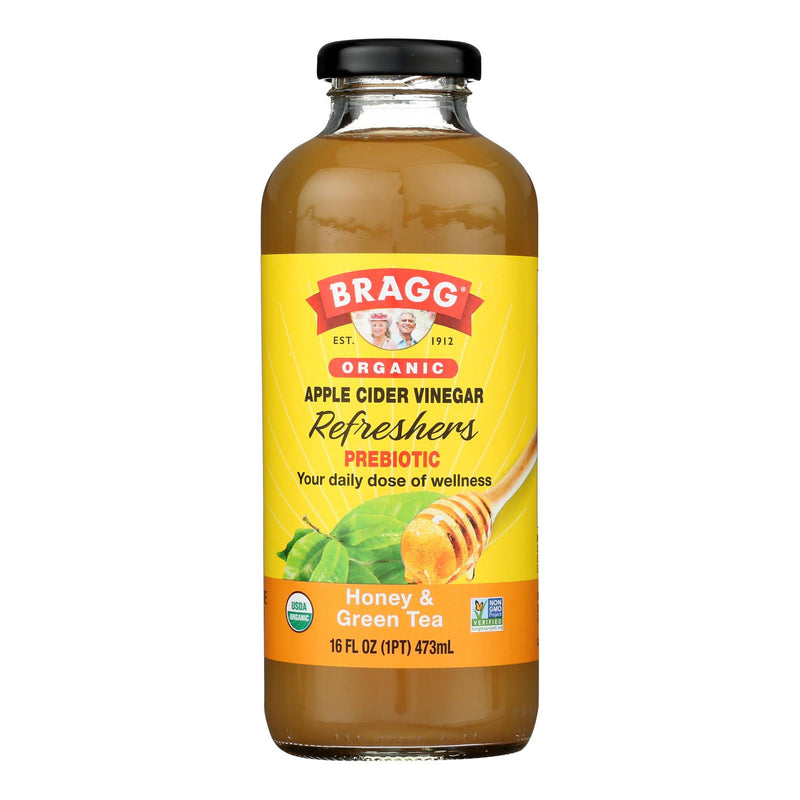 Bragg Apple Cider Vinegar Honey Green Tea Refresh, 16 Fl Oz - 12 Case - Cozy Farm 