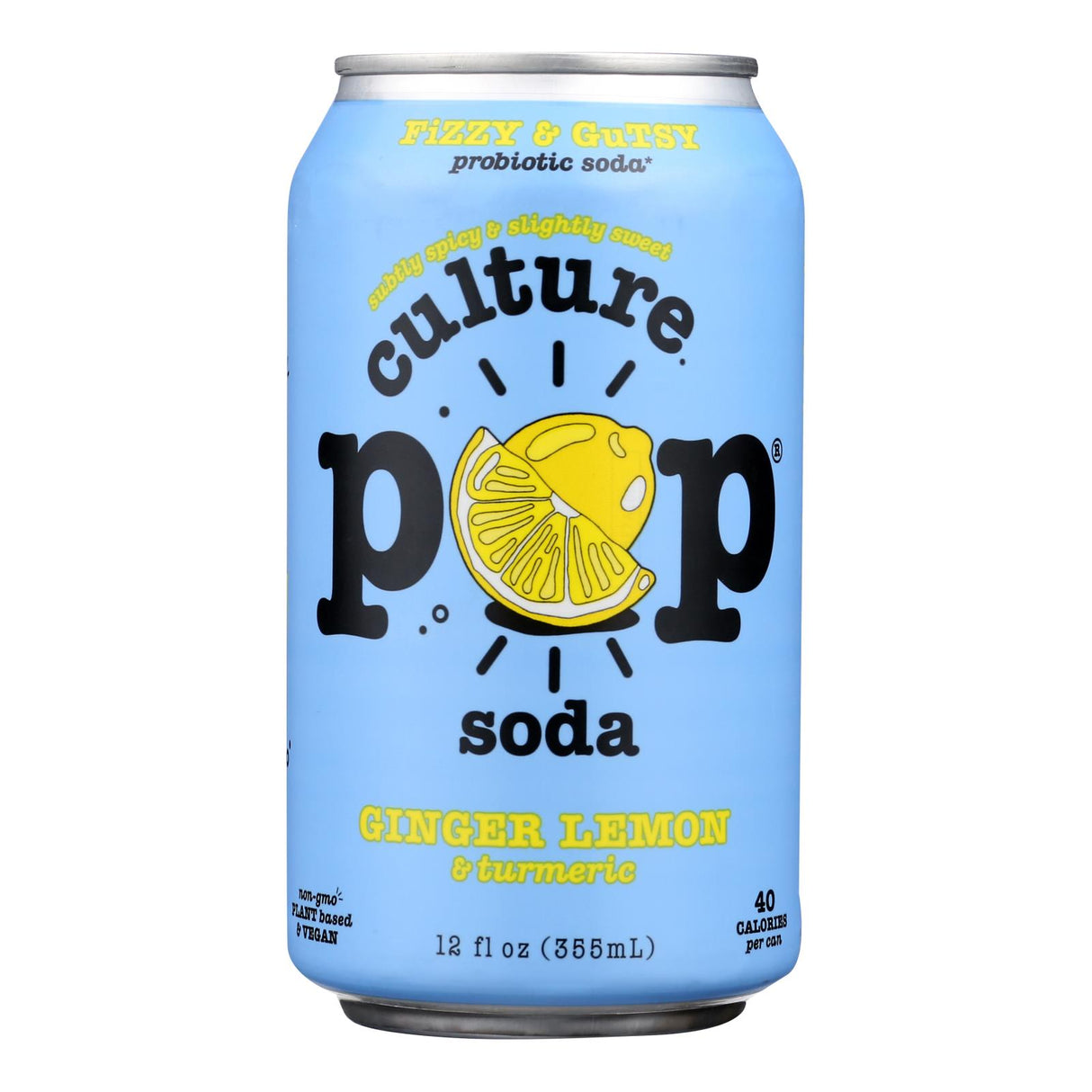 Culture Pop Soda, Ginger Lemon, 4/12 Fl Oz Each, 6 Pack - Cozy Farm 