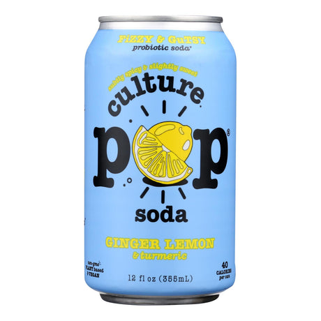 Culture Pop Soda, Ginger Lemon, 4/12 Fl Oz Each, 6 Pack - Cozy Farm 