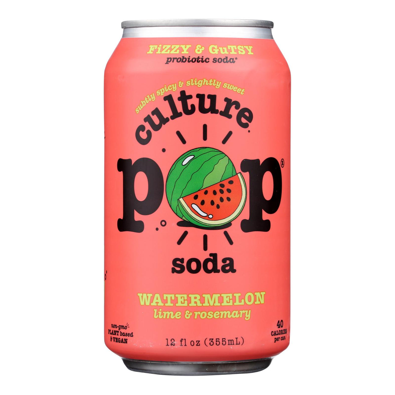 Culture Pop Watermelon Soda, Case of 6 - 4/12 Fl Oz - Cozy Farm 