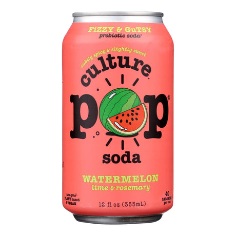 Culture Pop Watermelon Soda, Case of 6 - 4/12 Fl Oz - Cozy Farm 