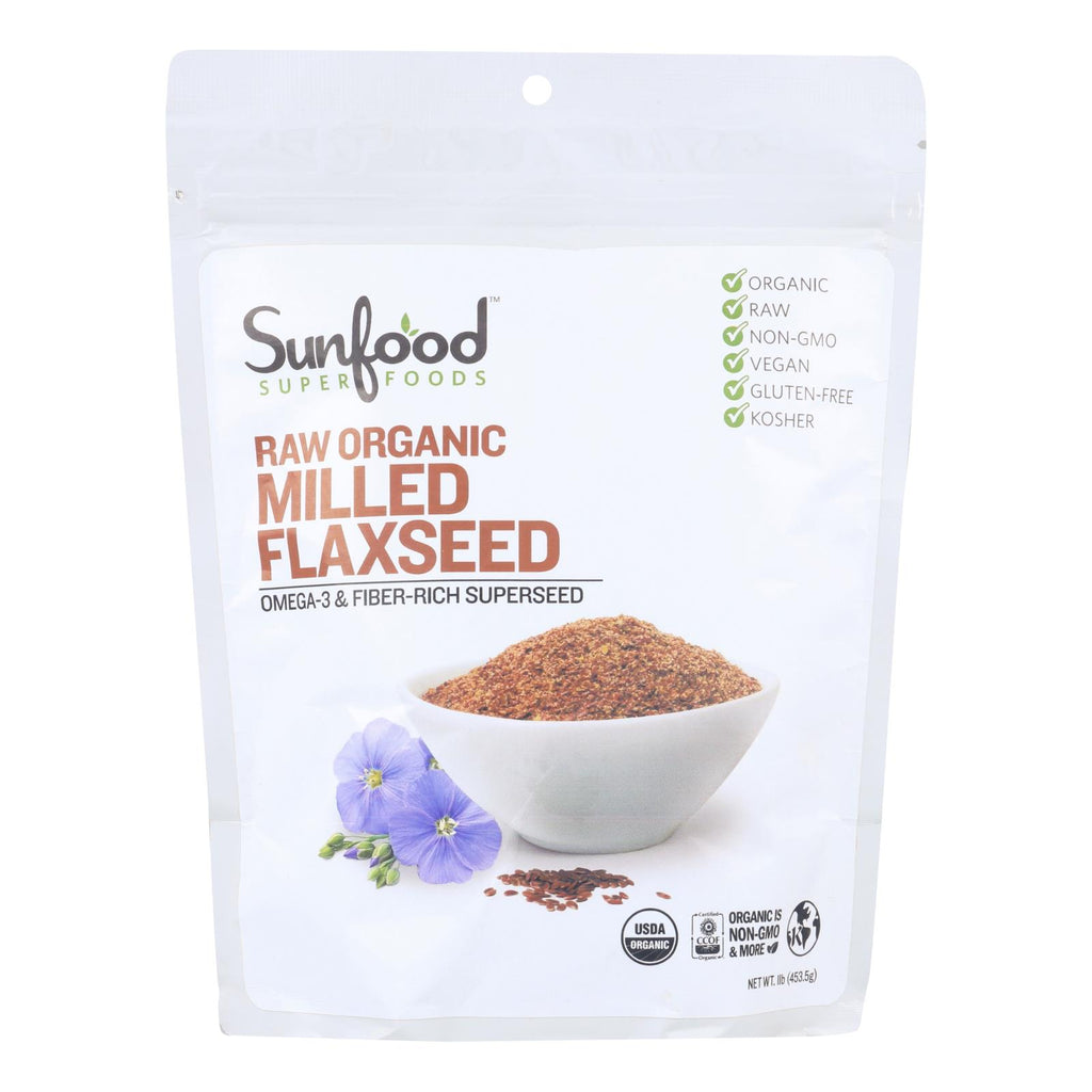 Sunfood Organic Milled Flax Seeds  - 16 Oz - Cozy Farm 