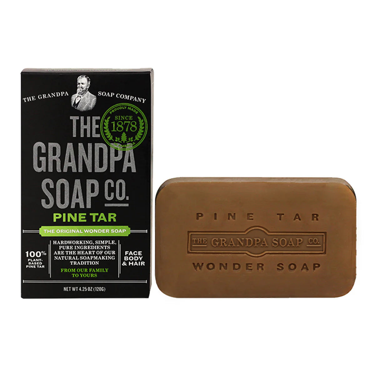 The Grandpa Soap Co. - Pine Tar Soap, Travel Size (1 Ct) - Natural Cleansing Bar