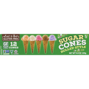 Let's Do Gluten Free Sugar Ice Cream Cones, Case of 12, 4.6 Oz Each