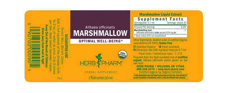 Herb Pharm marshmallow supplement label on a white background