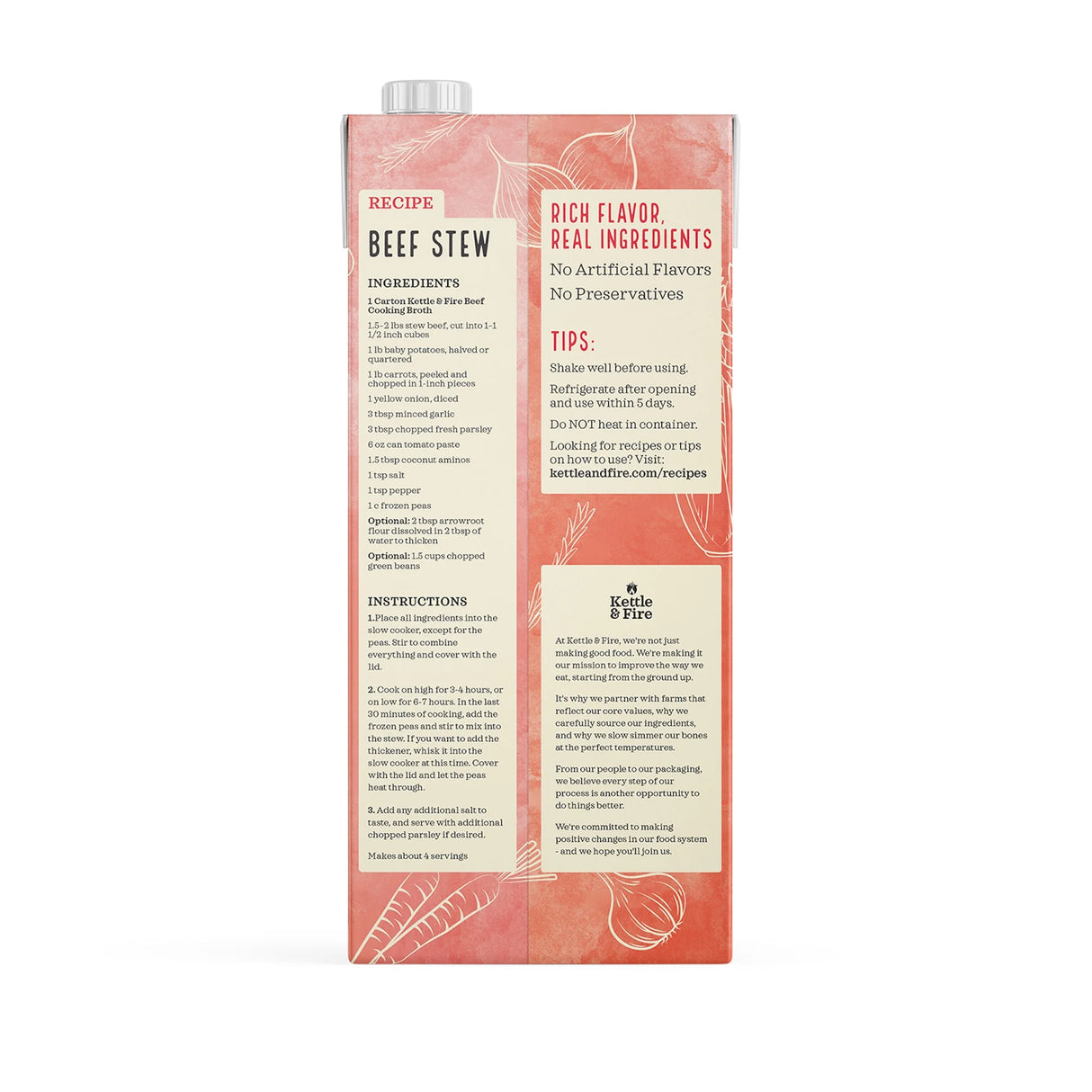 Kettle & Fire Low Sodium Beef Broth, 32 oz Cartons (Pack of 8)