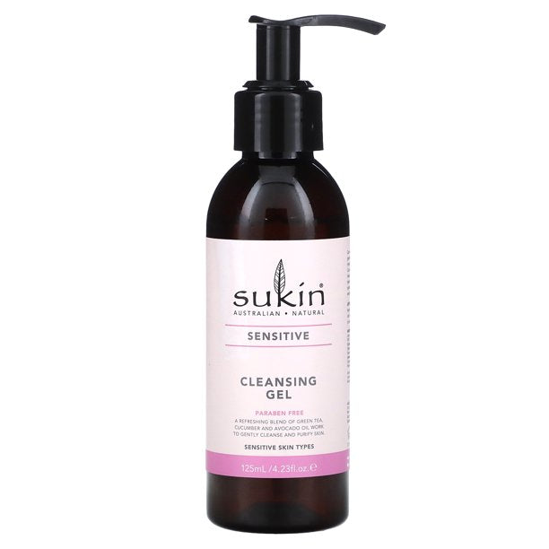 Sukin Sensitive Cleansing Gel - Gentle Face Cleanser for Sensitive Skin, Paraben-Free, Sulfate-Free - 4.23 Fl Oz - Cozy Farm 