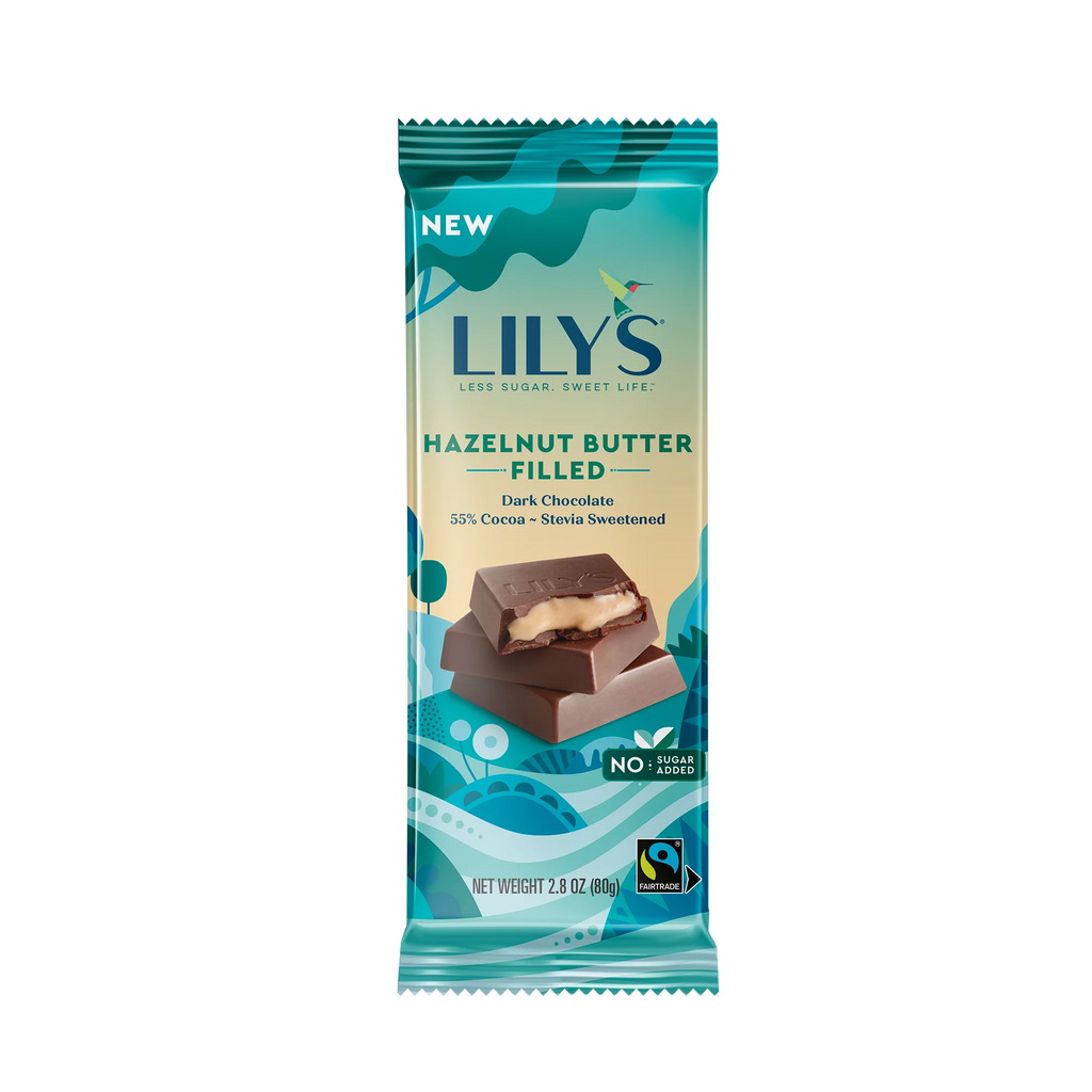 Lily's Rich Dark Chocolate 55% Cocoa with Hazelnut - 2.8 Oz (Pack of 12) - Cozy Farm 