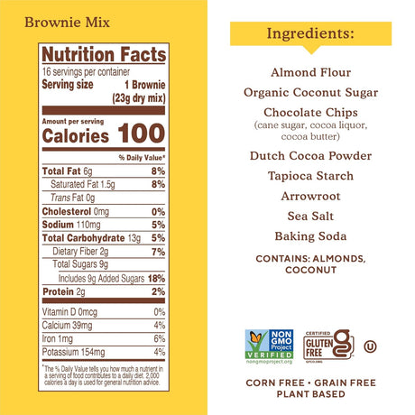 Simple Mills Gluten-Free Almond Flour Brownie Mix, 12.9 oz, Pack of 6