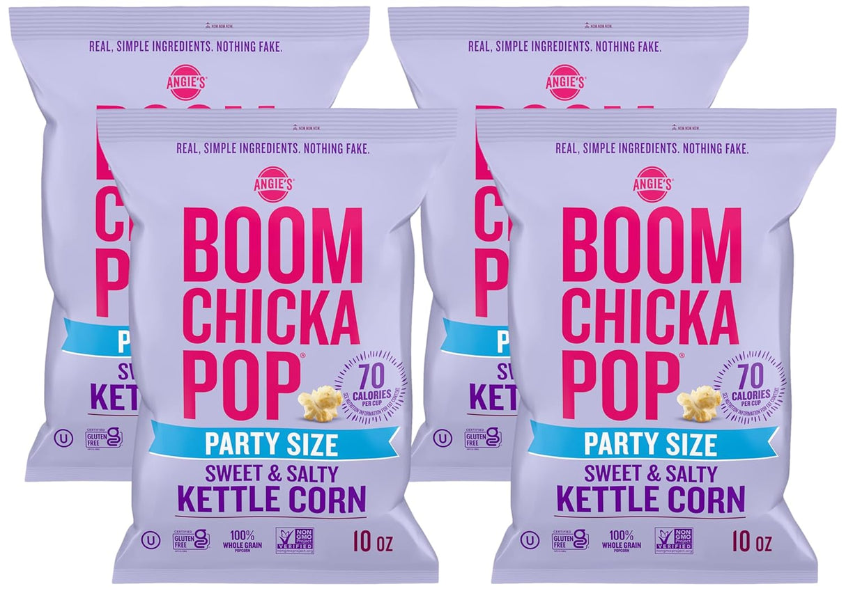Angie's Boomchickapop - Kettle Corn Sweet & Salty, 10 oz (Pack of 4) - Gluten-Free Snack