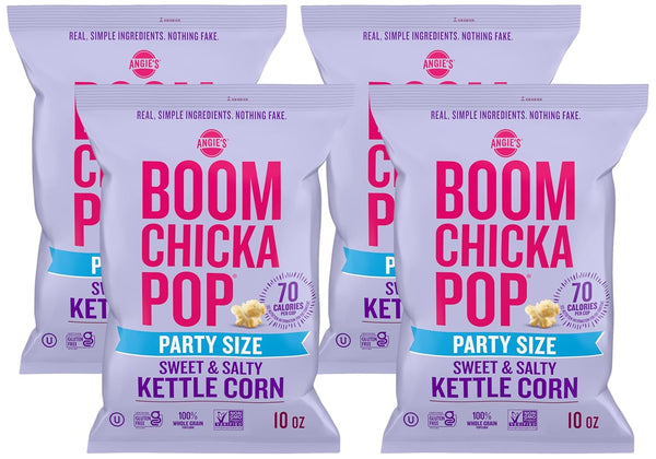 Angie's Boomchickapop - Kettle Corn Sweet & Salty, 10 oz (Pack of 4) - Gluten-Free Snack