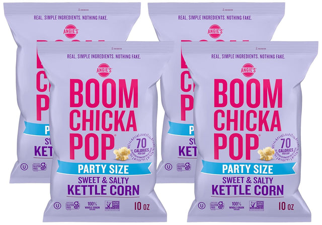 Angie's Boomchickapop - Kettle Corn Sweet & Salty, 10 oz (Pack of 4) - Gluten-Free Snack