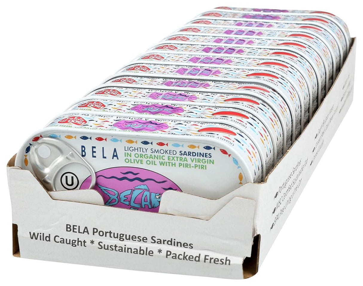 Bela-olhao Smoked Sardines in Piri Piri Sauce, (Pack of 12) 4.23 Oz - Cozy Farm 