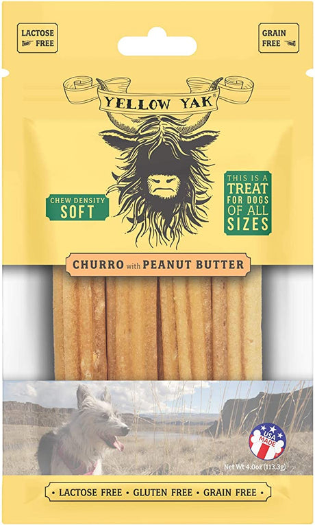 Yellow Yak Churro Peanut Butter Soft Dense Chew (6 Pack - 4 Oz Each) - Cozy Farm 