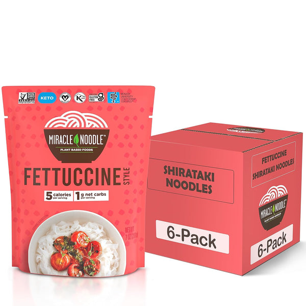 Miracle Noodle Fettuccine Noodles, Case of 6, 7 oz