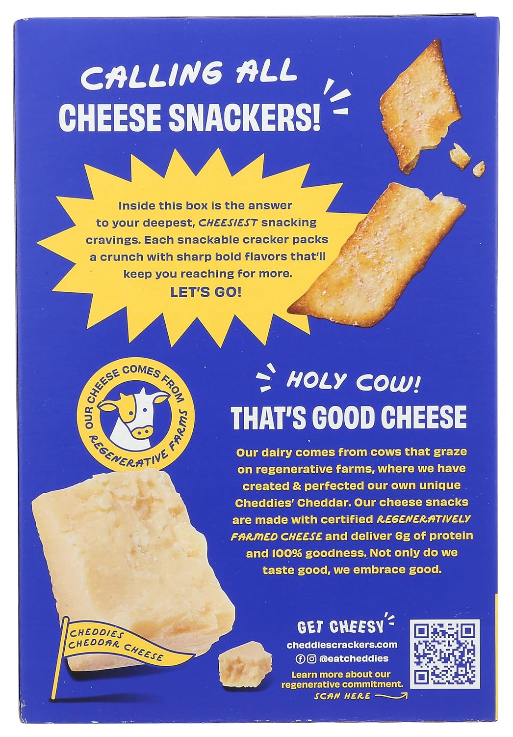 Cheddies Organic Cheddar Crackers, Classic Sea Salt, 4.2 oz, Case of 6