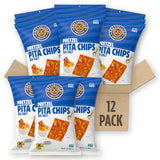 12-pack of Pretzel Pita Chips in blue and white packaging with a cardboard box.