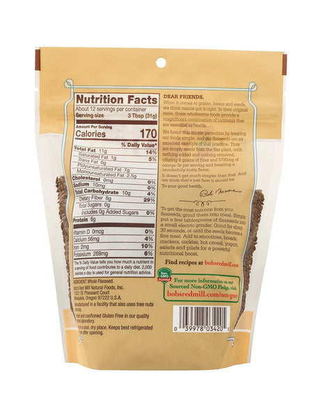Bob's Red Mill Organic Brown Flaxseeds, Gluten-Free, Case of 4 x 13 oz