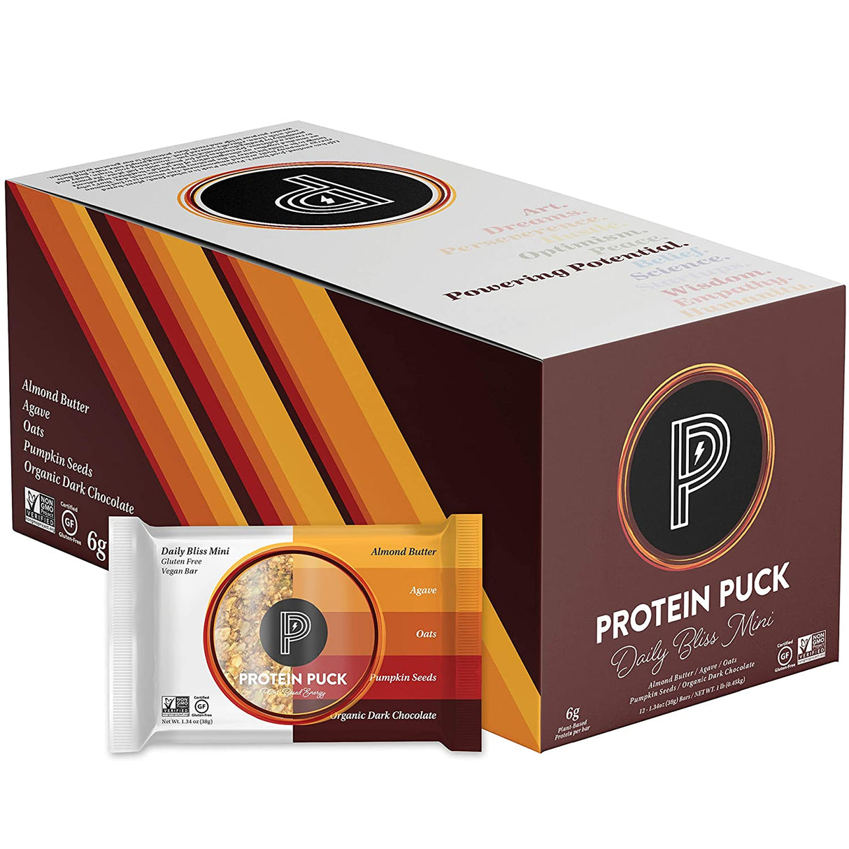 Protein Puck Almond Chip Bliss Bar - 12 Pack of 1.34 Oz - Cozy Farm 