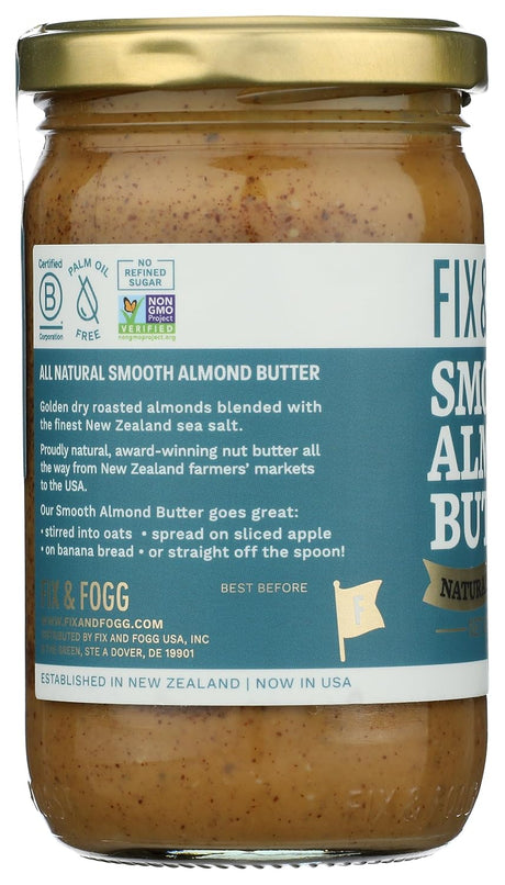 Fix & Fogg Almond Butter, Smooth, 10 Oz., Case of 6