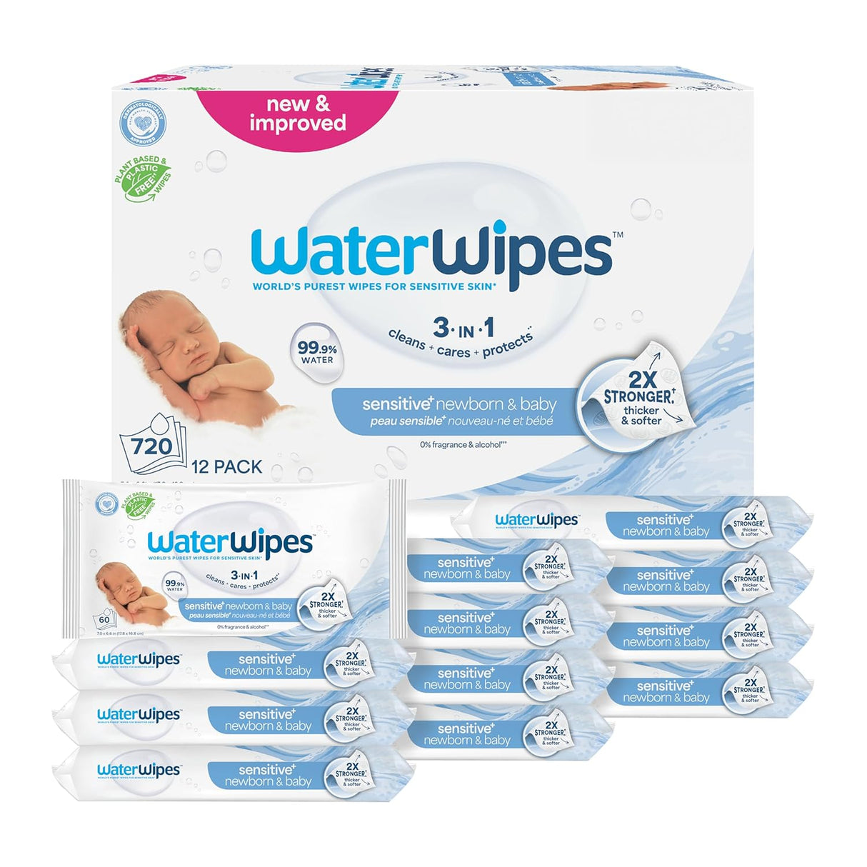 WaterWipes Baby Wipes, Unscented, 720 Count