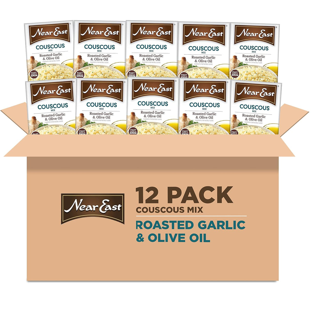 Near East Roasted Olive Oil and Garlic Couscous, Case of 12, 5.8 Oz Packs