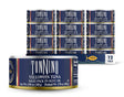 Tonnino Yellowfin Tuna solid pack in olive oil with a 12-pack box on a white background
