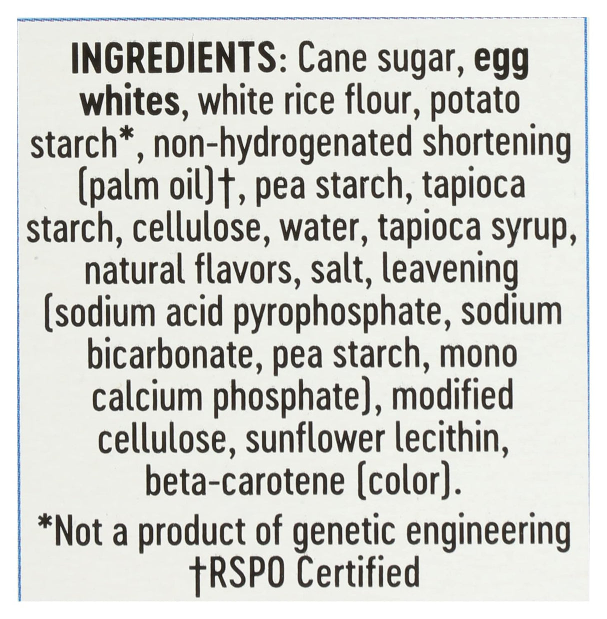 List of ingredients with a focus on food products, including palm oil.