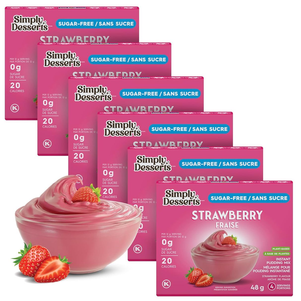 Simply Delish Sugar-Free Strawberry Pudding Mix, Case of 6, 1.7 Oz – Keto-Friendly, Low-Calorie Dessert