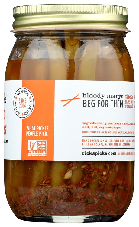 Rick's Picks Mean Beans Pickled Green Beans, 19 oz, Case of 6