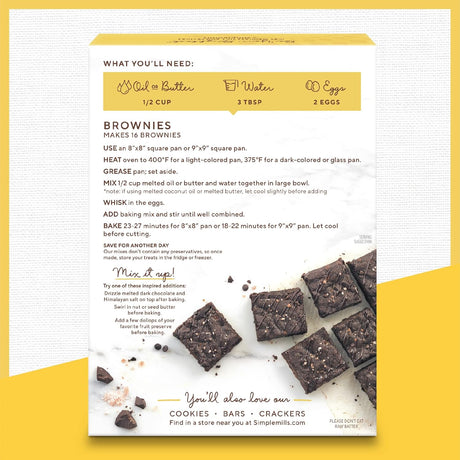 Simple Mills Gluten-Free Almond Flour Brownie Mix, 12.9 oz, Pack of 6