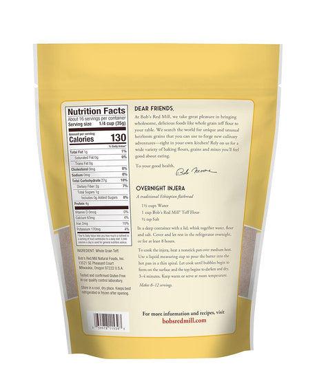 Bob's Red Mill Teff Whole Grain (24 oz, Pack of 4) - Gluten-Free Alternative