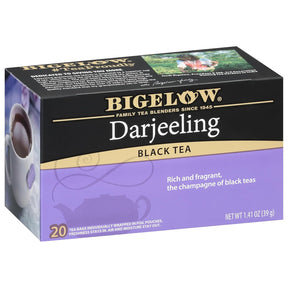 Box of Bigelow Darjeeling Black Tea on a white background