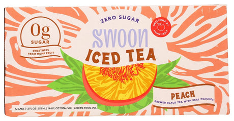 Swoon Zero Sugar Peach Iced Tea, 12 fl. oz., Pack of 12