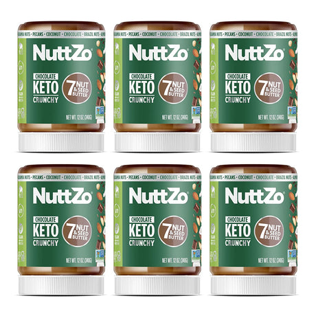 Nuttzo Keto Chocolate Crunchy Natural Spread (6 x 12 Oz) - Cozy Farm 