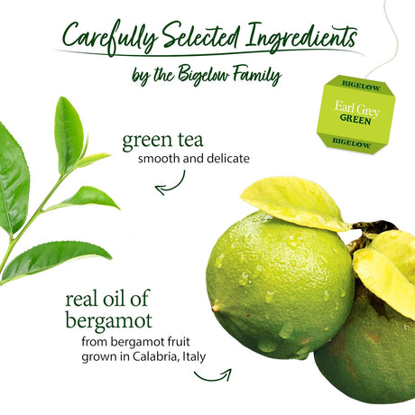 Bigelow Earl Grey Green Tea, 20 Count Tea Bags, Case of 6