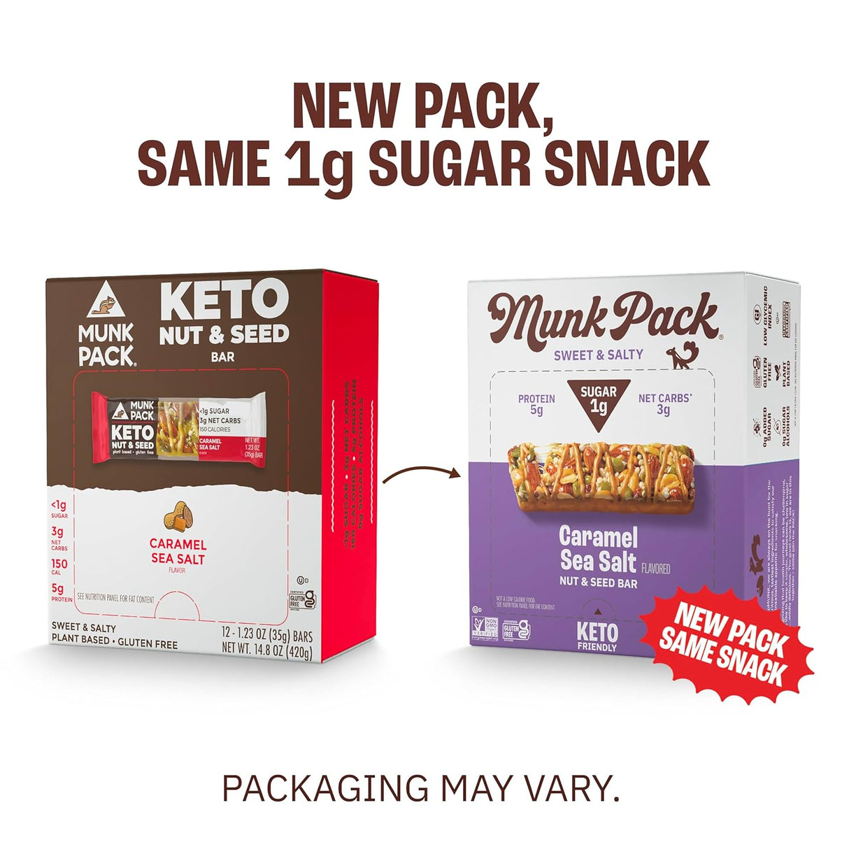 Munk Pack Keto Bar, Nut & Seed Caramel Sea Salt new look