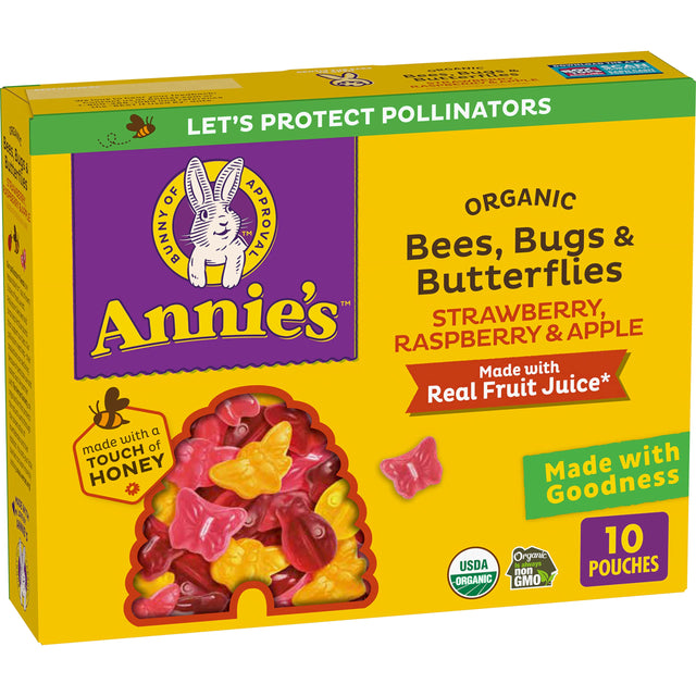 Annie's Homegrown Fruit Snacks - Organic Bee, Bug & Butterfly, 7 oz (Pack of 8) - Gluten-Free Treats
