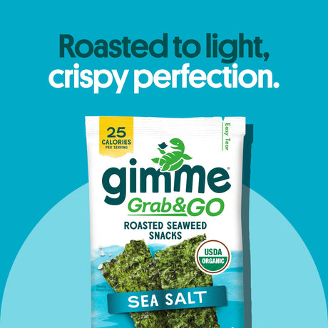 Gimme Organic Roasted Seaweed Snacks, Original Sea Salt, 0.14 oz, 5-Pack, Case of 6