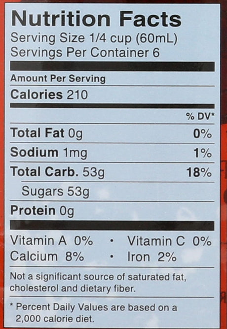 Nutrition facts label for a product with detailed calorie and ingredient information.