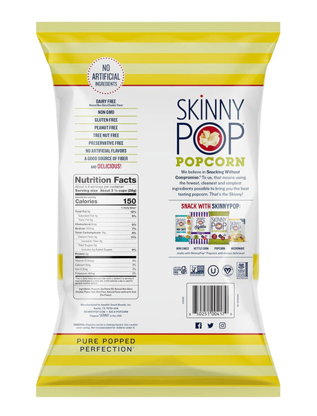 Skinnypop White Cheddar Popcorn, Case of 12 - 4.4 Oz Bags