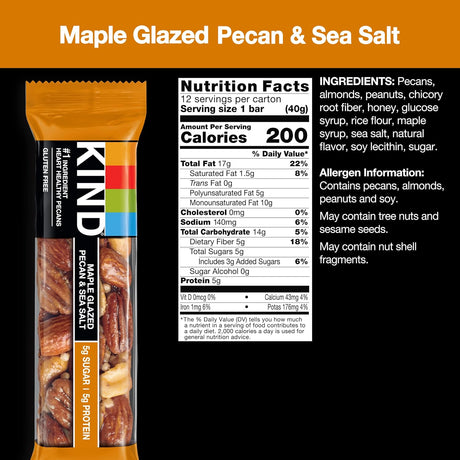 Kind Bar Maple Glazed Pecan & Sea Salt, 1.4 oz, Case of 12
